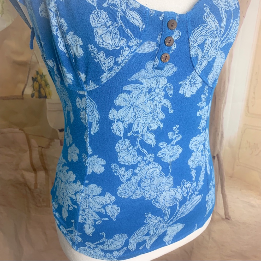 NEW Free People Vanessa Top In Blue - Picture 6 of 11